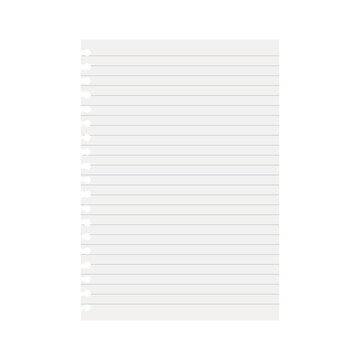 Blank Lined Spiral Notebook Paper Sheet Realistic Template for Notes and Journal Design