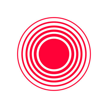 Red Concentric Circles Radar Signal Icon Ripple Rings for Live Recording and Location Design