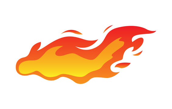 Horizontal Fire Flame Burning Trail Icon Colorful Flames for Speed Racing and Hot Design
