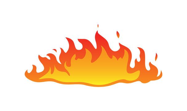 Burning Fire Flames Row Border Colorful Cartoon Flames for Hot Campfire and Bonfire Design