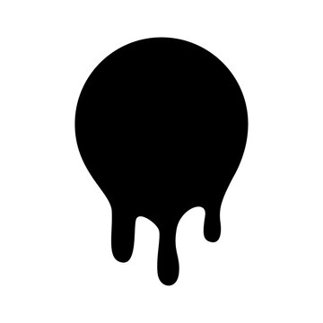 Black Dripping Paint Circle Melting Ink Drip Blob Shape for Grunge and Modern Design Element