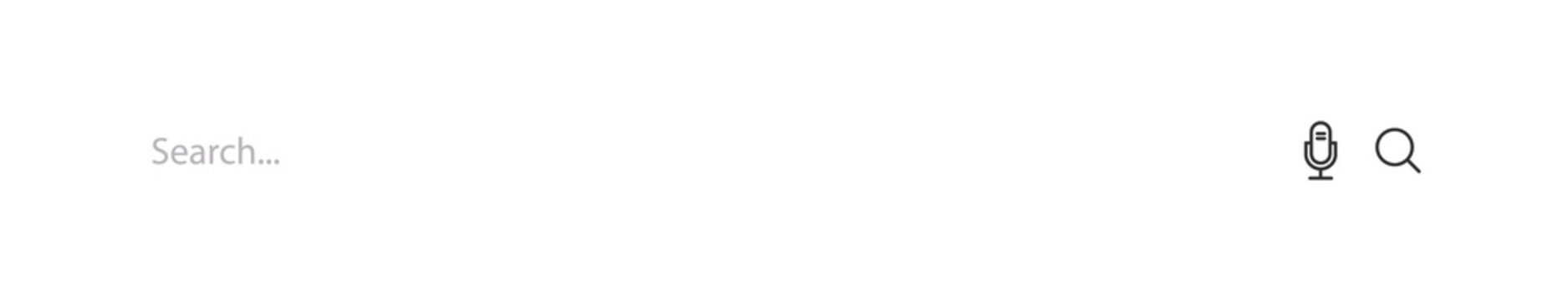 Search Bar UI Element White Input Field with Microphone and Magnifier for Web App Design