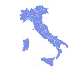 Fototapeta premium Italy map with all regions in flat blue color design