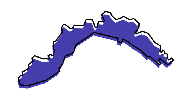 Liguria region map with creative offset outline design