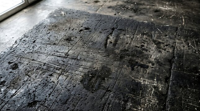 Dirty black asphalt road surface texture.