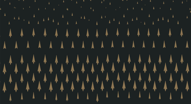 Minimalist arrowhead pattern on dark background featuring rows of golden triangle shapes creating a sophisticated modern texture for premium branding decor.