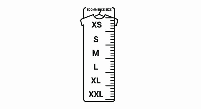 Simple vector illustration showing clothing size chart for ecommerce retail websites