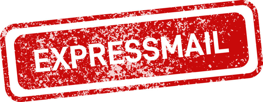 Express mail stamp red ink grunge texture isolated on white background