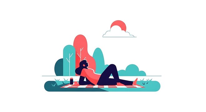 Woman Relaxing on Floating Mat in Calm Water with Flamingo Pool Float