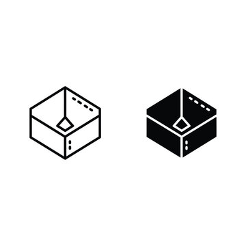 Isometric 3D cube with a diamond shape on top and a small circle on the side