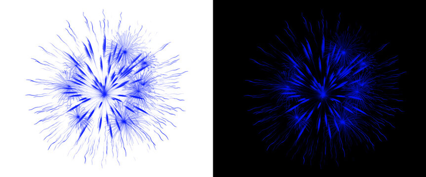 Abstract blue starburst explosion on white and black background, radial light rays and energy burst, glowing cosmic supernova effect