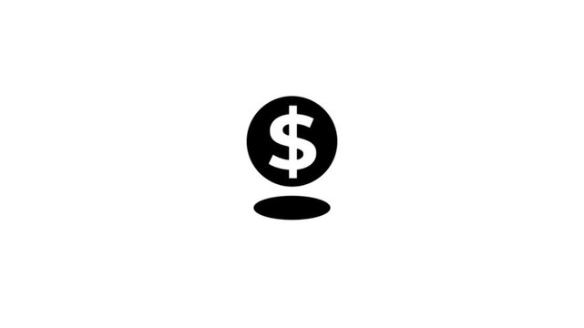 Animated circle white dollar mark symbol on white background