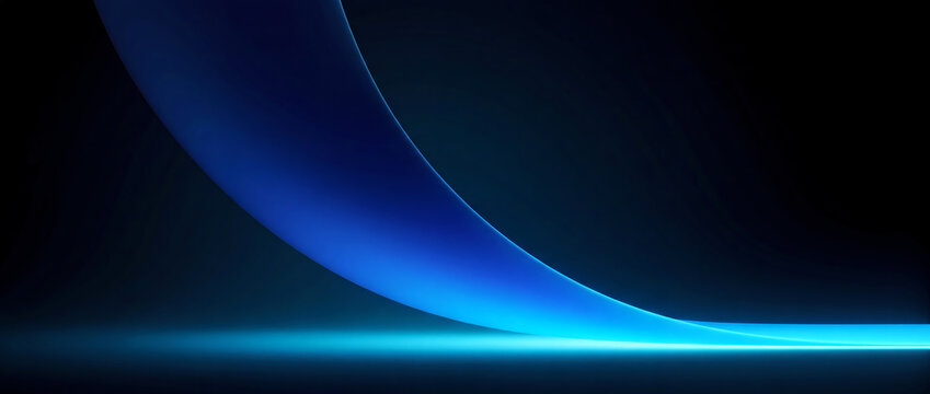 Dark 3D Abstract Background with Glowing Blue Curve