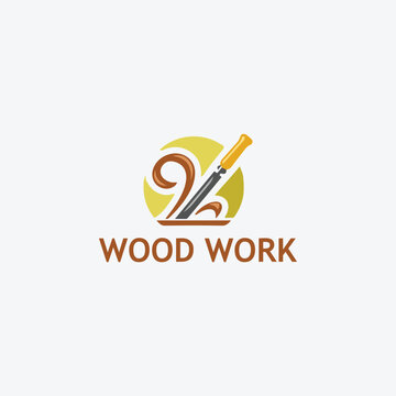wood work logo design vector format