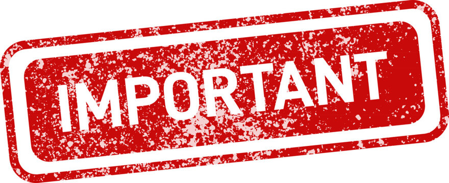 Distressed red rubber stamp reading 'important' isolated on a white background warning sign