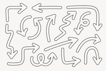 Fototapeta premium Diverse hand-drawn arrow designs element vector