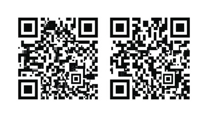 Fototapeta premium Two black qr codes on white background