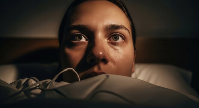 Awakening In The Darkness With A Staring Expression