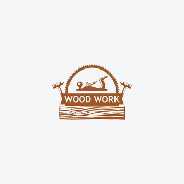 wood work logo design vector format