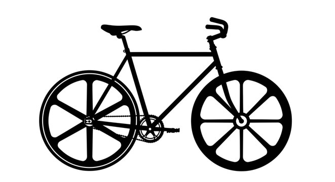 Silhouette of a modern fixed gear bicycle with aerodynamic wheels