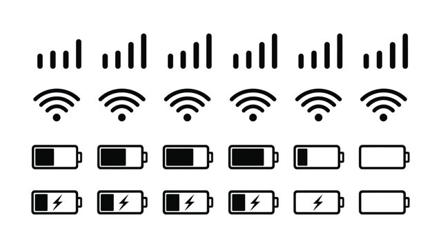 Signal strength and battery icons