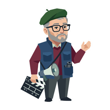 Filmmaker Artist with Clapperboard and Megaphone