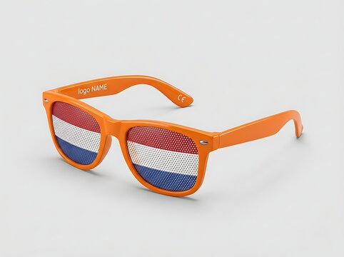 Orange and blue geometric shaped eyeglass frames blue frames