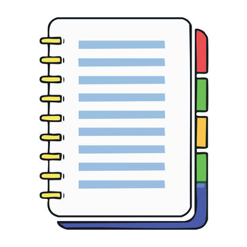 Colorful spiral notebook with divider tabs illustration