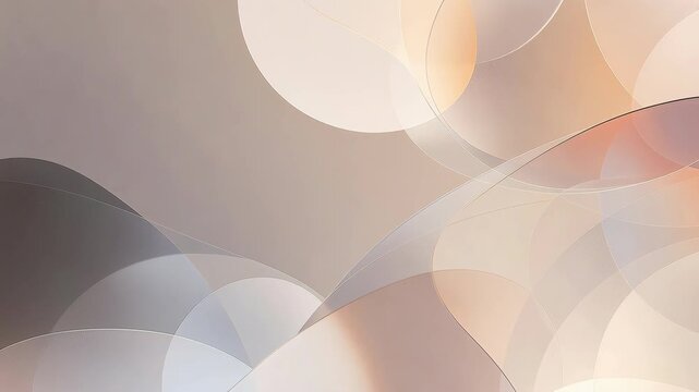 Abstract soft translucent curves in warm pastel tones on a light background, concept of calm flow and harmony