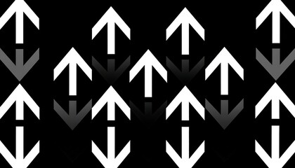 Obraz premium A graphic design featuring 12 white and gray arrows on black background