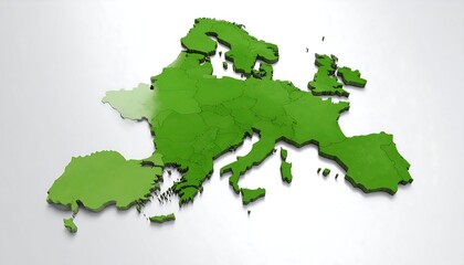 Fototapeta premium A green 3D map of Europe on a white background