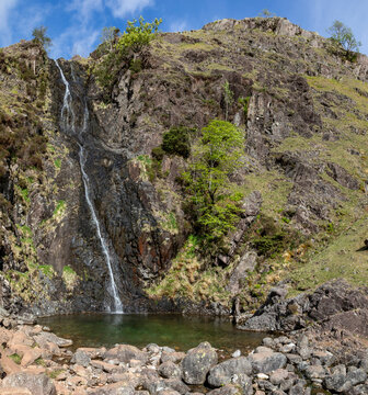 whorneyside force waterfall in oxendale great langdale lake district cumbria uk sunny day no people not national trust property