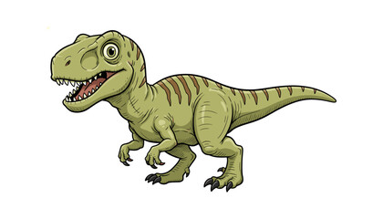 Fierce cartoon tyrannosaurus rex walking with a stylized cartoon illustration © MorsidaStock