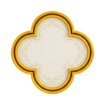 Gold Clover Frame Isolated on Transparent Background