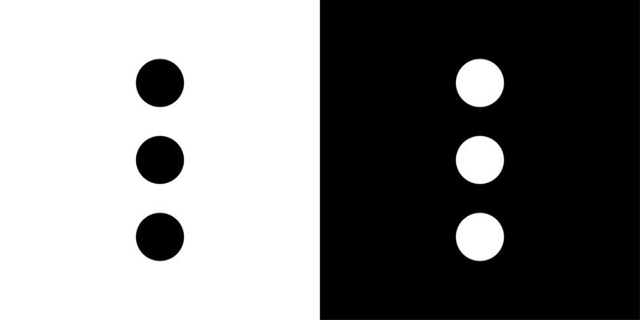 Three dots vertical menu more options icon set in solid style. Perfect for app interface, settings menu, dropdown options and mobile UI design concepts.