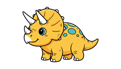 Cute cartoon triceratops dinosaur character illustration with triceratops © MorsidaStock
