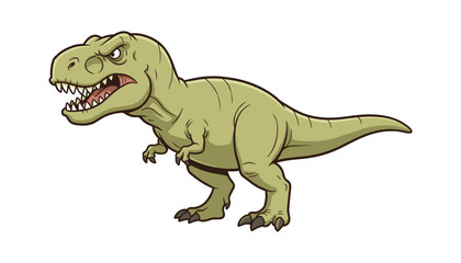Fototapeta premium Fierce tyrannosaurus rex dinosaur cartoon character with dinosaur, tyrannosaurus