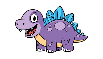 Happy purple stegosaurus dinosaur cartoon with dinosaur stegosaurus friendly © MorsidaStock