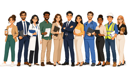Obraz premium Diverse professionals group standing together with documents, professionals, group, people, documents, business, diversity,