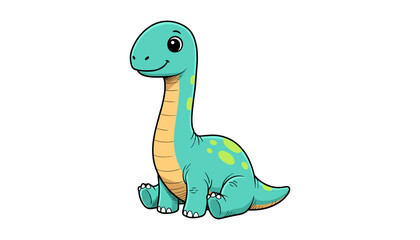 Cute baby brontosaurus cartoon character with long neck dinosaur brontosaurus © MorsidaStock