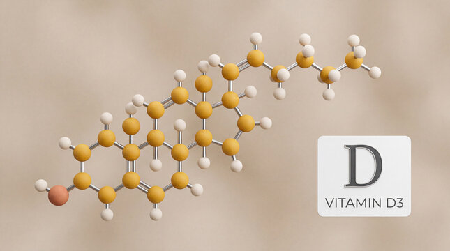 Scientific visualization of the elegant Vitamin D3 molecule, a cornerstone for robust bone health