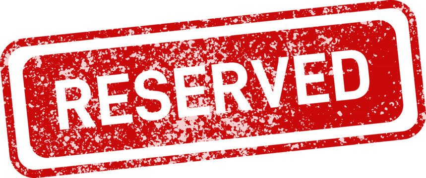 Distressed red 'reserved' stamp with stars isolated vector graphic for signage and event planning