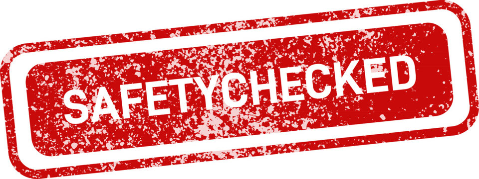 Safety checked red rubber stamp illustration on white background quality assurance seal