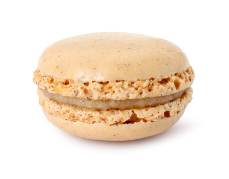 One delicious macaron isolated on white. French cuisine