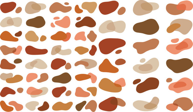 Abstract organic blob shapes in earthy terracotta brown tan colors overlapping vector illustration pattern background design set