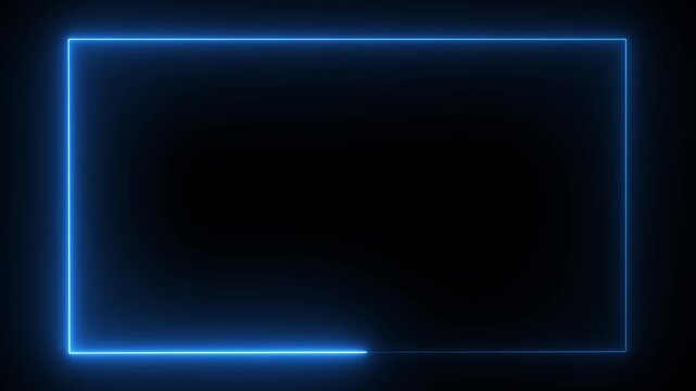 Blue Neon Horizontal Light Streak Transition Effect Futuristic Laser Beam Animation on Black Background Ultra Wide 4K