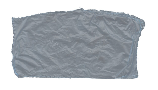 Crinkled Blue Transparent Plastic Sheet with Soft Folds on Transparent Background