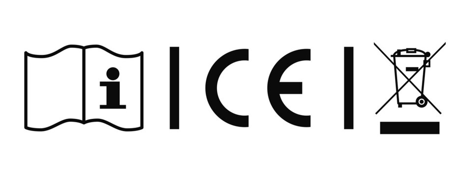 Read Instruction before use CE and WEEE Black Symbol sign icon