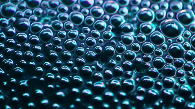 Abstract teal bubbles filling the upper frame