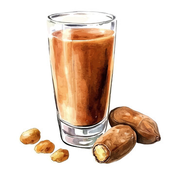 Tamarind Juice, watercolor drawing, vector isolated on a white background.